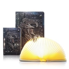 QXMGCBOK Retro Folding Book Lamp,Novelty LED Night Light,Relief 3-Color Desk ...