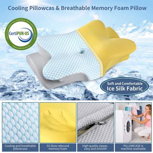 Hals-Nackenkissen - Ergonomisches Seitenschläferkissen zur Schmerzlinderung, Kühlung... - Bild 2 von 7