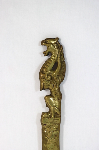 Antico apri lettere drago grifone in ottone cinese 9,5" fatto a mano ca. 1860s - Foto 2 di 11