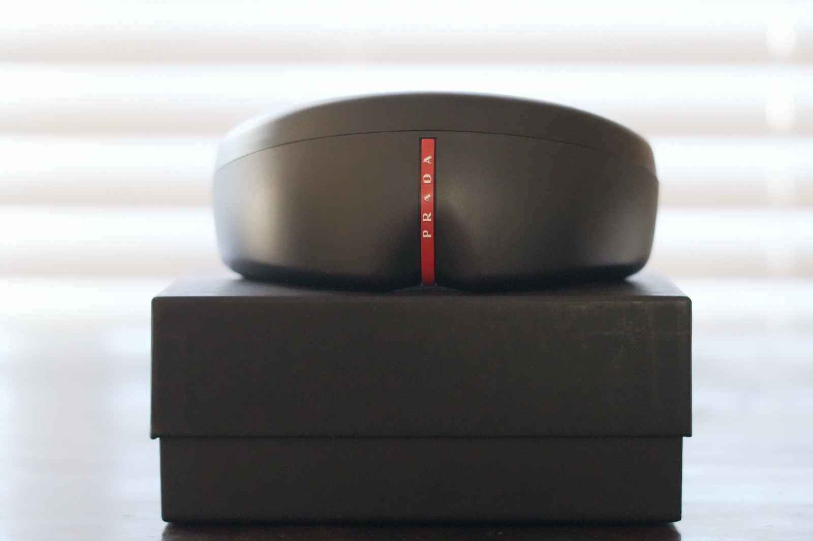 Prada SPS 04WS Shield Sunglasses Black Rubber Frame Yellow Tinted Lens thumbnail 4