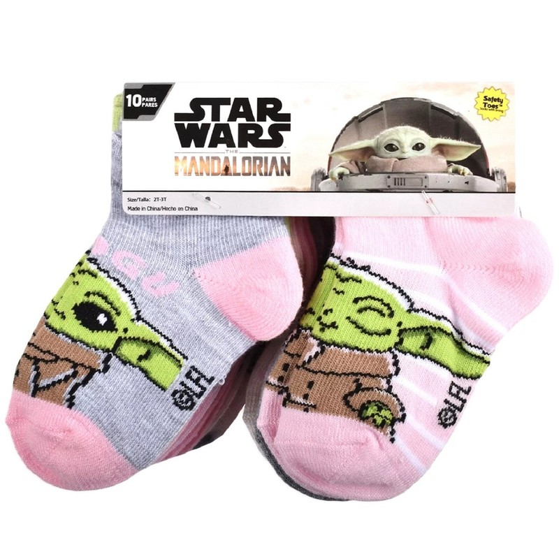 Star Wars MANDALORIAN Girl's size 2T-3T GROGU SOCKS 10-Pair ~ New with Tags