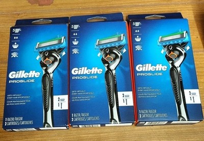 Lot Of 3 NEW Gillette ProGlide Men's, 1 Handle and 2 Refills Cartridges Each