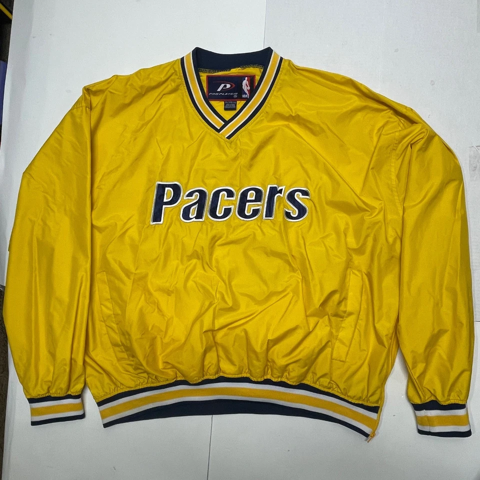 Vintage Indiana Pacers NBA Pro Player Windbreaker Jacket Mens XXL Yellow 90's - Image 2 of 4