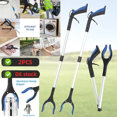 MARKENLOS 2stk 83cm Greifhilfe mit Magnet | Greifzange | Müllzange | Greifarm| Müllsammler
