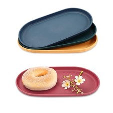 4Pcs Oval Serving Tray, 9.5 x 5.1in Plastic Tray Food Tray, Colourful Serving...