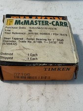 Timken 07196 Steel Tapered Roller Bearing 1" Shaft   New Old Stock