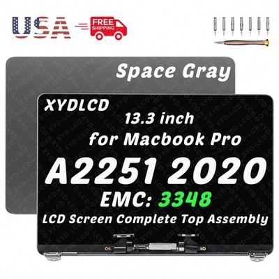 for MacBook Pro 13.3'' A2251 2020 EMC 3348 LCD Screen Display Assembly Space Gray