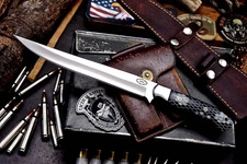 CFK Handmade 440C Custom HONEYCOMB Carving Hunting Fish Fishing Fillet Knife