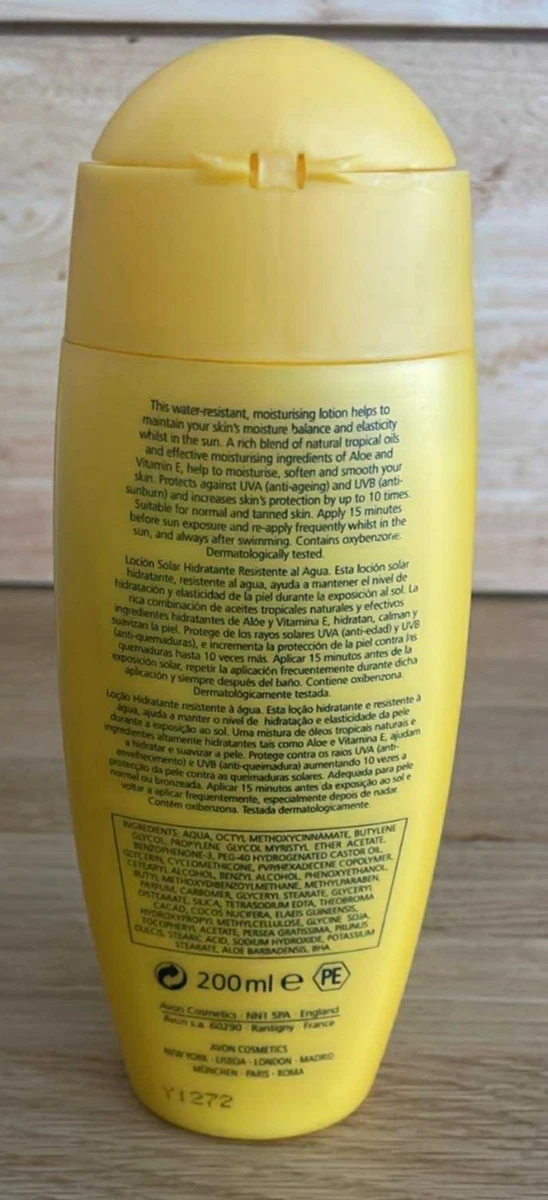 AVON BRONZE MOISTURISING WATER RESISTANT SUN LOTION UVA 10 UVB 200ML