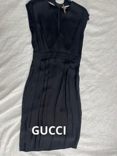 GUCCI Black Dress Size 40 102cm Length Silk Draped Elegant Party Wear