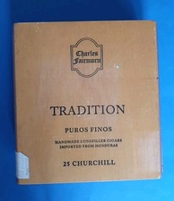 Zigarren-Kiste Leer Holz, Charles Fairmorn Tradition 25 Churchill  Puros Finos