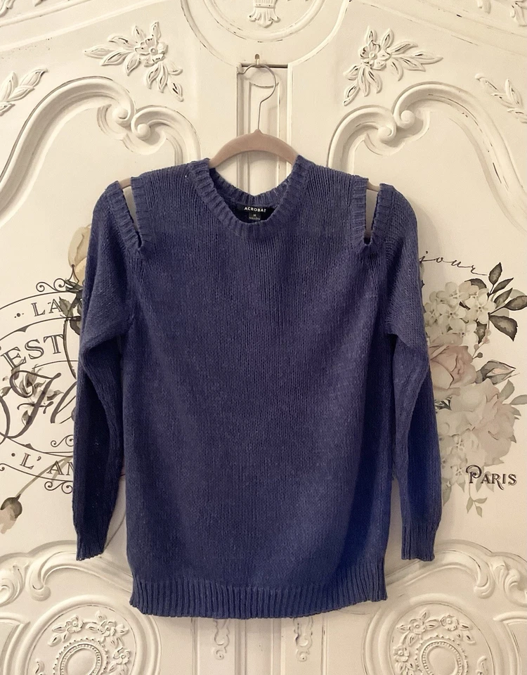 Suéter Acrobat Para Mujer M Azul Hombro Frío Manga Larga Informal Foto 4 de 4