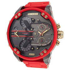 Diesel DZ7430 Mr.Daddy 2.0 Chronograph Gray Dial Red Silicone Strap Men's Watch