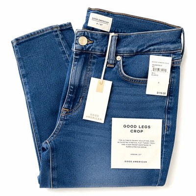 Good American Good Legs Crop Jeans Womens 4 27 High Rise Skinny Blue BNWT $119