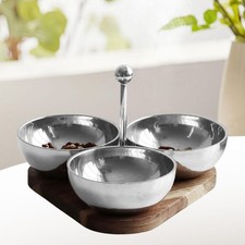 3-compartment Serving Bowl Snack Server Rust Resistant Easy to Store with Handle
