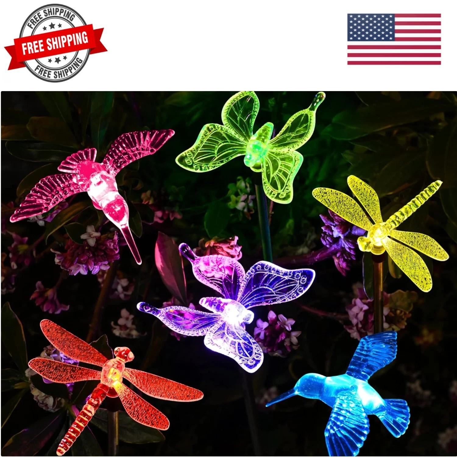 Solar Garden Lights, 6 Pack Solar Butterfly Lights Outdoor Decorations, Multi...