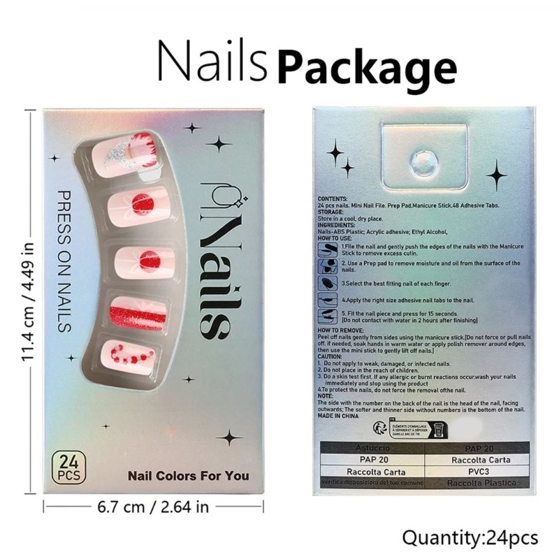 24Pcs Short Square Christmas False Nails Elegant Fall Press on Nails Fall - Image 3 of 4