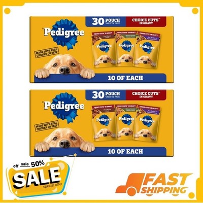 Pedigree Choice Cuts In Gravy Adult Soft Wet Dog Food, 3.5 oz Pouches, 60-Count
