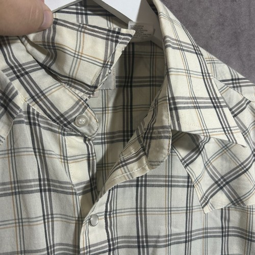 Camisa De Colección Ely Cattleman Para Hombres Grande Tostada A Cuadros Perla A Presión Vaquero Occidental - Imagen 5 de 10