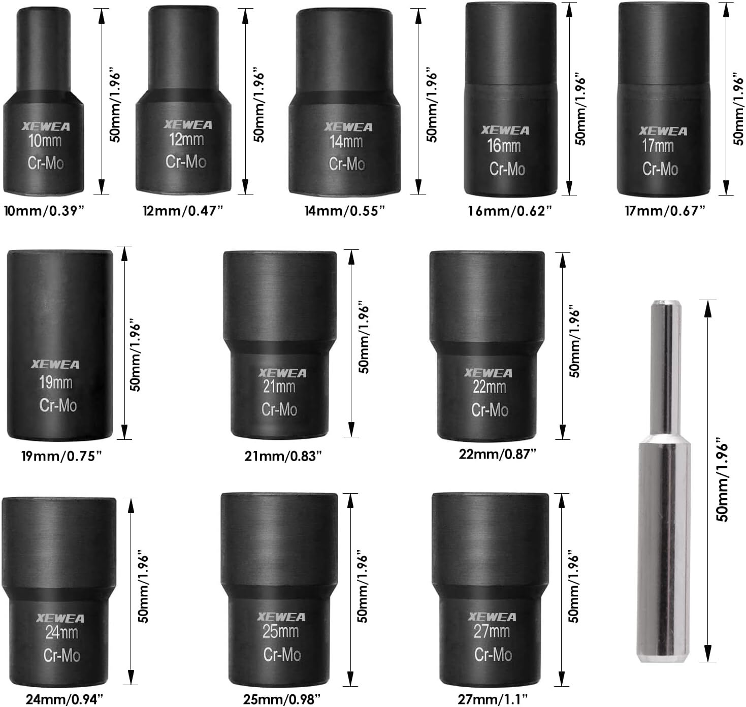 12p Bolt Extractor Kit Heavy Duty,1/2" Drive Impact Lug Nut Remover Tool,10-27mm