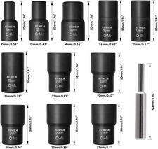 12p Bolt Extractor Kit Heavy Duty,1/2" Drive Impact Lug Nut Remover Tool,10-27mm