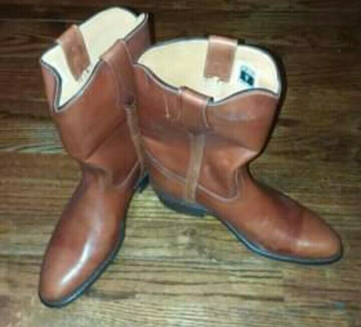 Frye 4000 Boots Mens Size 10D Brown Leather Pull On Square Toe Western USA Made Frye Men main image 2