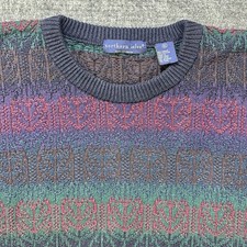 Vintage 90s Sweater Mens Extra Large Multicolor Striped Patterned Grandpa
