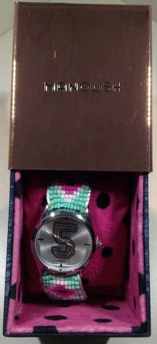 Rare Designer Manoush Quartz Watch Silver Dial Beaded Woven Bracelet RRP £100 - Picture 3 of 7