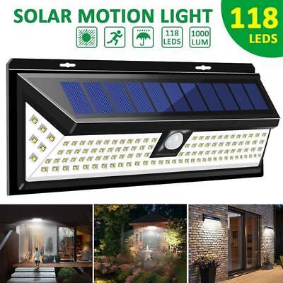 Waterproof 118 LED Solar Lamp Garden Yard PIR Motion Sensor Wall Light Security