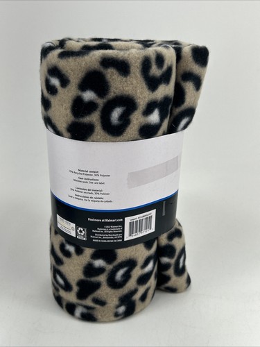 Mainstays 50" X 60" Fleece Throw Leopard Pattern SOFT Blanket New - Picture 2 of 3