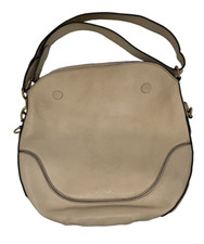 Large MARC JACOBS NEW YORK Beige Leather Shoulder Bag 14x14 Magnetic Closure