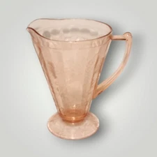 Vintage Jeanette Poinsettia Pink Depression Glass Footed Pitcher 7.5" Tall