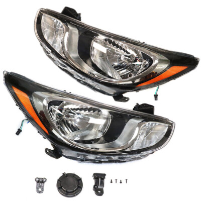 Headlight Set For 2012 2013 2014 Hyundai Accent Driver and Passenger Side