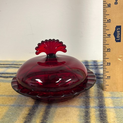 New Martinsville Glass Very Rare Ruby Red Moondrops Butter Dish Circa 1932-1940 - Picture 15 of 15