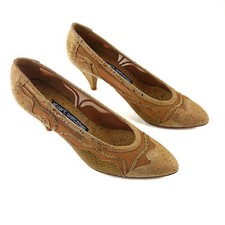 VTG Never Worn Stuart Weitzman For Mr. Seymour Cork Snake Mesh Heels Pumps 6 M