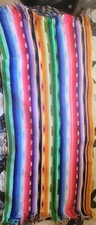Vintage Afghan Blanket Crochet Throw Shaw Vibrant Rainbow Multicolor 52x24