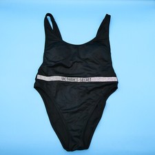 Victorias Secret Medium Black One Piece Rhinestone Bling Padded Swimsuit Beach
