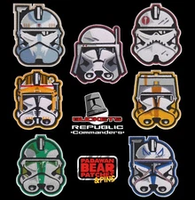 Star Wars "Buckets" Series Clone Trooper Commanders helmet embroidered patches
