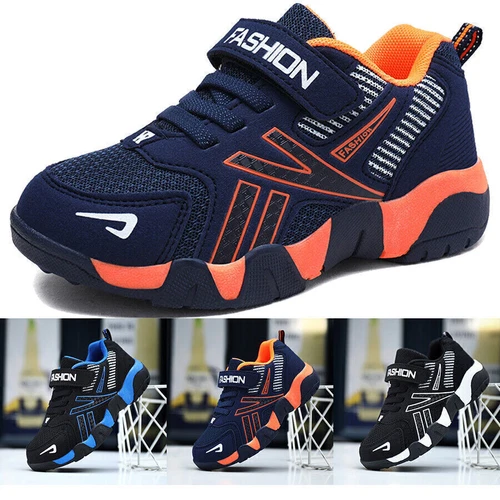 Kinder Jungen Trainer Leichte Casual Shock Laufschuhe Strap Sport Absorbierend - Bild 3 von 38