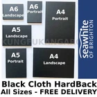 A4 A5 A6 Seawhite Black Cloth Hardback Sketchbook Artist Drawing 140gsm 92 Pages
