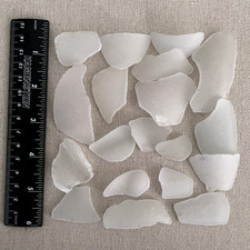 R132 Genuine Surf Tumbled Sea Glass/Clear Snow-Frosted Beach Glass 4oz Approx.