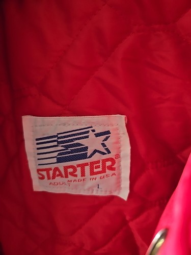 90s Starter Red White Nebraska Satin Bomber Varsity Jacket Sz Large Made In USA - Picture 4 of 8