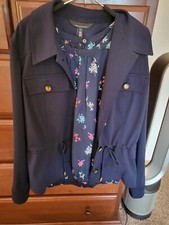 NWT WHBM White House Black Market Refined Stretch Jacket Officer Navy 14