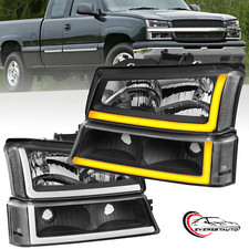 2 Led Drl Headlights Sequential Signal For 2003-06 Chevy Silverado 15002500hd