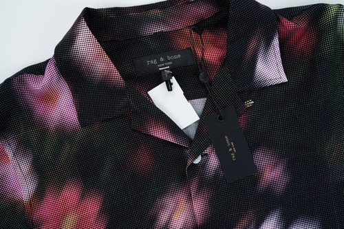 RAG & BONE Floral Black Shirt Regular Fit Printed Avery Short Sleeve Button-Up S - Picture 3 of 5