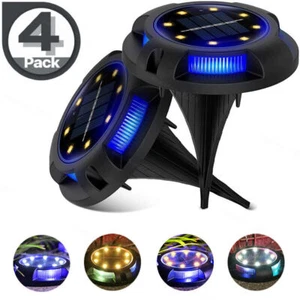 4Pack Lumière solaire au sol 12 LED Éclairage de disque extérieur pelouse jardin paysage