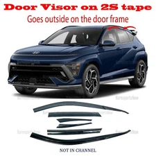 2S Tape Dark Door Window Vent Visor Deflector ⭐6pcs⭐ Hyundai Kona 2024-2025-2026