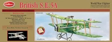 British S.E.5A WW I Fighter, Balsa Wood Model Airplane Kit by Guillow's  GUI-202