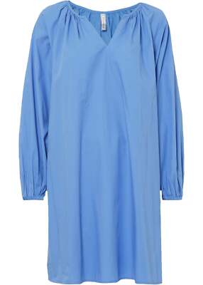 Tunika-Kleid mit V-Ausschnitt  Gr. 44 Mittelblau Freizeitkleid Minikleid Neu