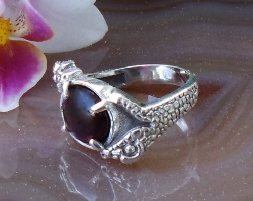 Ω Anello 2 Serpente Halten Granato Rosso Pietra Des Gennaio Argento 925 TG 19,1 - Foto 10 di 16